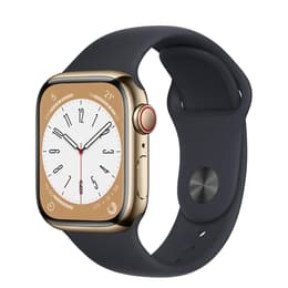 Apple Watch Series 7 (2021) GPS + Cellular 45 mm - Ανοξείδωτο ατσάλι Χρυσό - Sport band Μαύρο