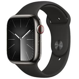 Apple Watch Series 9 (2023) GPS + Cellular 41 mm - Ανοξείδωτο ατσάλι Graphite - Sport band Μαύρο