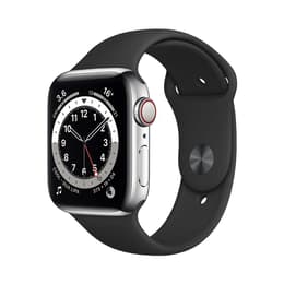 Apple Watch Series 6 (2020) GPS + Cellular 44 mm - Αλουμίνιο Ασημί - Sport band Μαύρο