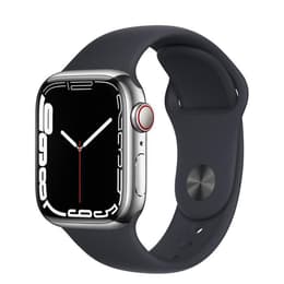 Apple Watch Series 7 (2021) GPS + Cellular 41 mm - Ανοξείδωτο ατσάλι Ασημί - Sport band Μαύρο